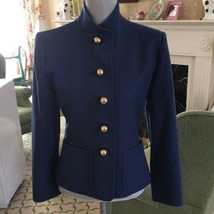 Vintage 80s-90s Yves Saint Laurent Wool Blazer Military Gold Ball Buttons SZ 36